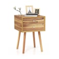 Miniatyrbillede 1 af 6: COSTWAY sengebord med 2 skuffer, sidebord til stue, soveværelse, kontor, 40 x 40 x 59,5 cm, Natur Beige