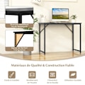 Miniatyrbillede 2 af 4: COSTWAY Simpelt computerbord med robust metalstel, justerbar fodstøtte, 100 x 50 x 77 cm, maks 91 kg, sort Svart