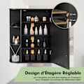Miniatyrbillede 4 af 6: COSTWAY Badeværelsesvægskab med spejl Toiletopbevaring med dør og 6 hylder 65 x 16,5 x 63 CM Sort Svart