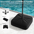 Miniatyrbillede 6 af 6: COSTWAY Parasol Dobbelthave XXL 400 x 200 x 240 cm - 36 LED Lys - Base Inkluderet - 12 Spidser - Rektangulær Brun