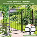 Miniatyrbillede 2 af 4: COSTWAY Havebue for Klatrende Planter H 220cm - Metal Trellis - Låsbar Port - Sideskuffer - 2 Døre