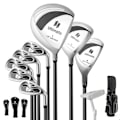 Miniatyrbillede 1 af 6: COSTWAY Golf Tas Stativ til Kvinder, 9-delt Golfklubsæt med Bærbar Caddy-taske, 3 Sorte Covers
