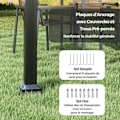 Miniatyrbillede 4 af 4: Havepergola 3,1 x 3,1 x 2,25 M COSTWAY-Udtrækbart fortelt i polyesterstof-metalstrukturer-solskærm- gårdhave, terrasse