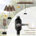 Miniatyrbillede 6 af 6: COSTWAY Parasol Dobbel Havemøbel Ekstra Stor 240 cm, med Vægtet Base, 12 Metalspidser, til Have, Pool, Brun kastanj