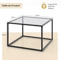Miniatyrbillede 4 af 4: COSTWAY Firkantet sofabord i hærdet glas - metalstel, justerbare benpuder - stue, receptionsrum - grå+sort