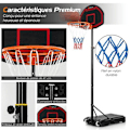 Miniatyrbild 2 av 6: COSTWAY Fristående basketbåge Justerbar höjd 155-210 CM Bärbar på hjul med ryggbräda för barn/vuxna Röd vit och blå
