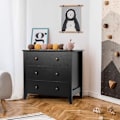 Miniatyrbillede 4 af 4: COSTWAY Kommode med 3 Skuffer, Opbevaringsmøbel med 4 Ben, til Breve, Filer og Dokumenter, 71 x 46 x 66 cm, Sort Svart