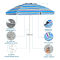 Miniatyrbillede 3 af 4: COSTWAY Sammenklappelig Parasol 2,2M Med Lænefunktion 30° og Fastmonteret Kopholder til Sandbeskyttelse UPF50+ Udendørs Blå