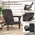 Miniatyrbillede 2 af 6: COSTWAY Adirondack Have stol i PEHD, Polstret sæde og ryg i rattan, brede armlæn og skjult kopholder, sort Svart