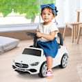 Miniatyrbillede 2 af 6: COSTWAY Mercedes-Benz børnebærer med rat, horn, motorlyd, opbevaring under sædet, i 12 til 36 måneder, hvid