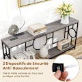 Miniatyrbillede 4 af 4: COSTWAY 2-lags konsol 180 x 30 x 80 cm, opbevaringshylde, rustikt sidesofabord til entré i soveværelset Rustik brun och svart