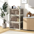 Miniatyrbillede 4 af 4: COSTWAY 98L x 3 plastopbevaringsboks - 3 foldbare opbevaringskasser - Hjul og 5 døre, 66,5 x 46,5 x 111,5 cm, hvid
