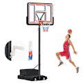 Miniatyrbild 1 av 6: COSTWAY Fristående basketbåge - Justerbar höjd 225-305 cm - Vevsystem - Backboard - Fyllbar bas - 2 nät