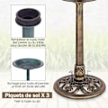 Miniatyrbild 5 av 6: Fågelmatare på Ställning COSTWAY - Höjd 72CM - Diameter 51cm - Antik Brons Design brons