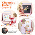 Miniatyrbillede 3 af 6: COSTWAY Kunstnerstaffeli 3 i 1 - Magnetisk Tavle i Sort & Hvid, Papirrulle & 2 Stofbeholdere til Børn 3-6 År Rosa Grön