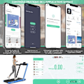 Miniatyrbillede 2 af 4: COSTWAY Sammenfoldelig elektrisk løbebånd/gåmaskine Styret af Bluetooth APP 12 Km/H med LED-skærmhøjttaler 0,75HK Motor Blå