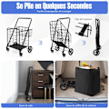 Miniatyrbillede 3 af 6: COSTWAY-2 Indkøbsvogn (126L)-Vandtæt Oxford Taske-Foldbar Caddy med 4 Svinghjul 360°-Kapacitet 150KG-Sort Svart