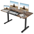 Miniatyrbild 1 av 4: COSTWAY Elektriskt sitt-stående skrivbord, 140 x 70 x 72-116 cm, höj- och sänkbart bord, Enkelmotor, Rustik Rustik