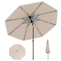 Miniatyrbillede 1 af 6: Havelampe 3M - 96 LED i 9 Tilstande - COSTWAY - Justerbar Længehældning 35° - Solbeskyttelse - 8 Spidser til Terrasse Beige