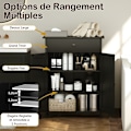 Miniatyrbillede 2 af 6: COSTWAY Badeværelsesskab med 2 Døre, Skuffe og Justerbar Hylde, til Stue, Entré, Køkken, 60x30x80 cm Sort