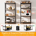 Miniatyrbillede 2 af 4: COSTWAY multifunktionsopbevaringsenhed, 4 justerbare hylder, belastning 130 kg pr. niveau, til garageværksted køkkenlager, sort Svart