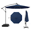 Miniatyrbillede 1 af 6: Parasol aflastet 3M 40 LED - COSTWAY - Krydsbase sandsæk - Polyesterstof UV 20+ Blå - Solpanel 6 Timer Blå