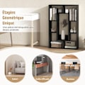 Miniatyrbillede 5 af 6: COSTWAY Geometrisk Bibliotek med 7 Kubes - Skridsikre Fødder, Kippesikkert Design, Opbevaringshylde - Sort Svart
