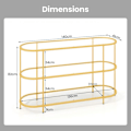 Miniatyrbillede 6 af 6: COSTWAY 65" TV-bord i glas med 3 store hylder i hærdet glas, til stue, soveværelse, rum, 140 x 41 x 82 cm