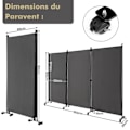 Miniatyrbillede 4 af 4: Caster Screen - COSTWAY - 3 foldbare paneler - 262 x 180 CM - Grå Grå