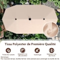 Miniatyrbillede 4 af 6: Rektangulær Have Parasol 392 x 212 x 222 cm - COSTWAY - 108 LED'er - 12 Stærke Spidser til UV-Beskyttelse Beige