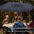 Miniatyrbillede 6 af 6: Parasol aflastet 3M 40 LED - COSTWAY - Krydsbase sandsæk - Polyesterstof UV 20+ Blå - Solpanel 6 Timer Blå