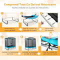 Miniatyrbillede 3 af 6: COSTWAY Trampolin til børn Rektangulær 190x122cm 3 i 1 med gynge, vandret stang-40 galvaniserede fjedre 100 kg-blå svart och blått