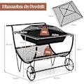 Miniatyrbillede 4 af 4: COSTWAY Wood Log Carrier 3 i 1 udendørs brazier med gnistfanger og opbevaringsstøtte belastning 50 kg 2 praktiske hjul sort Svart