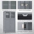 Miniatyrbillede 2 af 4: Badeværelsesmøbler - COSTWAY - 4 døre - 3 justerbare hylder - Grå Grå