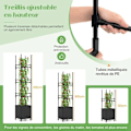 Miniatyrbillede 3 af 4: COSTWAY Hævet plantekasse på hjul med obelisk espalier, 3 justerbare højder, nem dræning, gør-det-selv-design, 42 x 42 x 219 cm Svart