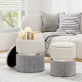 Miniatyrbild 1 av 6: COSTWAY Set med 2 Förvaringspallar i Linneduk av Modern Stil, Mjuk Vadderad Yta Grå Grå