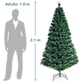 Miniatyrbillede 5 af 6: COSTWAY lysende juletræ 210 cm flerfarvet LED 8 variable tilstande, 6 farver 280 grene, glasfiber med stjernespids