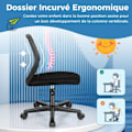 Miniatyrbillede 2 af 4: COSTWAY Ergonomisk mesh kontorstol, justerbar sædehøjde 41-53 cm, til barn, teenager, voksen, sort Svart