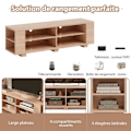 Miniatyrbillede 4 af 4: COSTWAY 65" tv-stativ med 4 rum, justerbare hylder, 4 kabelføringshuller, stue, soveværelse, 150x39x45 cm Natural