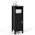 Miniatyrbillede 1 af 6: COSTWAY Badeværelsesskab med Justerbar Hylde og Dør, Opbevaringsorganisator til Toilet 30 x 30 x 80 CM Sort