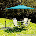 Miniatyrbillede 4 af 6: Parasol Déporté φ300 x 245cm - COSTWAY - med 32 LED - Krydsbase - Justerbar hældning - Vinsj - 360° rotation - Turkis