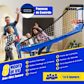 Miniatyrbillede 2 af 4: COSTWAY Foldbart arkadebasketballspil - Dobbeltskud - 8 spiltilstande - Elektronisk lydscore - 4 bolde, pumpe - 4 spillere Blå + Hvid Blå+vit
