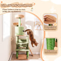 Miniatyrbillede 2 af 4: COSTWAY Cactus Cat Tree 63" multi-level, kradsestolper, 2 ejerlejligheder, polstrede siddepinde, hængende legetøj, kurv Färg: Grön + brun