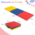 Miniatyrbillede 6 af 6: COSTWAY Foldable Gym Mat - 180 x 60 x 5cm - 3 Fold with Handle - Hook and Loop Fasteners - Waterproof PU Filling EPE - Colorful