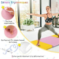 Miniatyrbillede 3 af 6: COSTWAY Foldbar gymnastikmåtte-180 x 60 x 5 cm-3 lag med håndtag-kroge- og løkkebefæstelser-vandtæt PU EPE-fyld-gul+pink