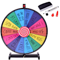 Miniatyrbillede 3 af 4: Wheel of Fortune D.60CM 14 pladser COSTWAY-præmie Hjul-sletbar pen viskelæder-plastik tips-til fødselsdagsfest lotterier, farverig Färgad