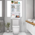 Miniatyrbillede 1 af 4: COSTWAY Vaskeskab Toilet Toilet Badeværelsessøjle med 2 døre Badeværelseshylde Hvid Toilet Toiletskab Vit