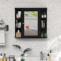 Miniatyrbillede 1 af 6: COSTWAY Badeværelsesvægskab med spejl Toiletopbevaring med dør og 6 hylder 65 x 16,5 x 63 CM Sort Svart