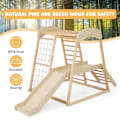 Pikkukuva 3 / 4: Escaladetrio - COSTWAY - 6-in-1 Puusta, jossa liukumäki ja verkko / kiipeily-, ryömimis- ja liukumistarvikkeet, 1 vuotta+ Luonnollinen Naturlig