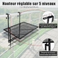 Miniatyrbillede 3 af 4: COSTWAY Samlet Balkonbord Sammenklappelig Højdejusterbar i 5 Niveauer Rustfri Sort til Balkon,Have